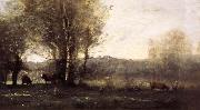 Jean Baptiste Camille  Corot Three Cows at the Pond oil painting artist